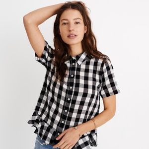 NWT Madewell Peplum Button-Down Shirt in Gingham